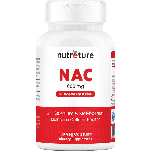 Nutreture NAC N-Acetyl Cysteine Liver Supplement with Selenium & Molybdenum, 600mg, 100 Capsules