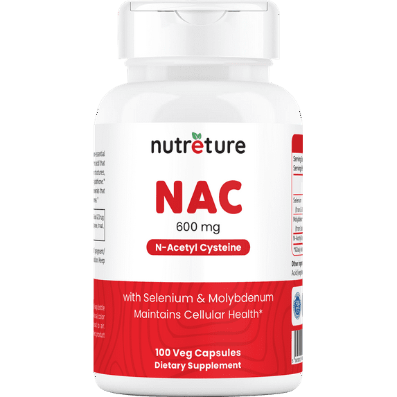 Nutreture NAC N-Acetyl Cysteine Liver Supplement with Selenium & Molybdenum, 600mg, 100 Capsules