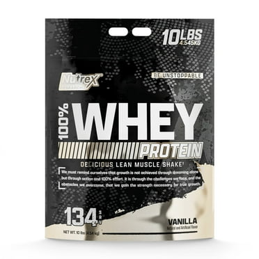 Nutrex 100% Whey Protein Powder Supplement | Bulk Size Protein with Digestive Enzymes for Men & Women - 24g Protein (Vanilla, 10 Lb)