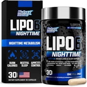 Nutrex Lipo 6 Nighttime Fat Burner | Melatonin Sleep Aid & Weight Loss Diet Pills for Men and Women | Night Time Metabolism Booster Appetite Suppressant | 30 Servings (1)