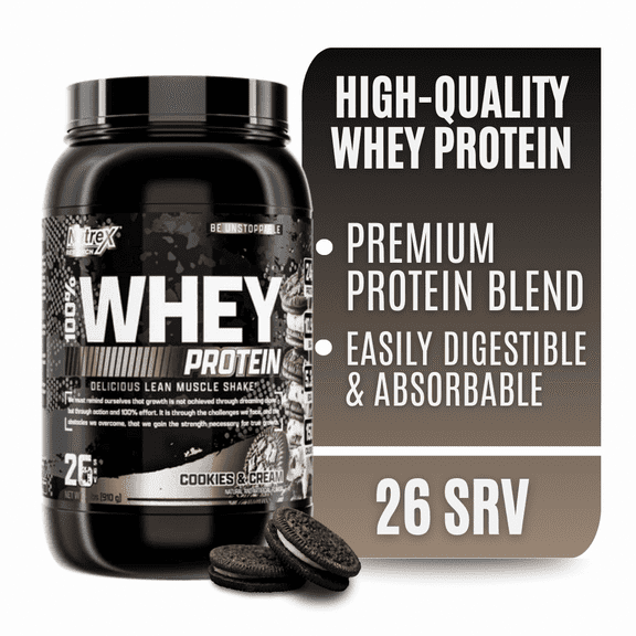 Nutrex Research 100% Whey Protein Powder Concentrate and Isolate Cookies and Cream 2lb