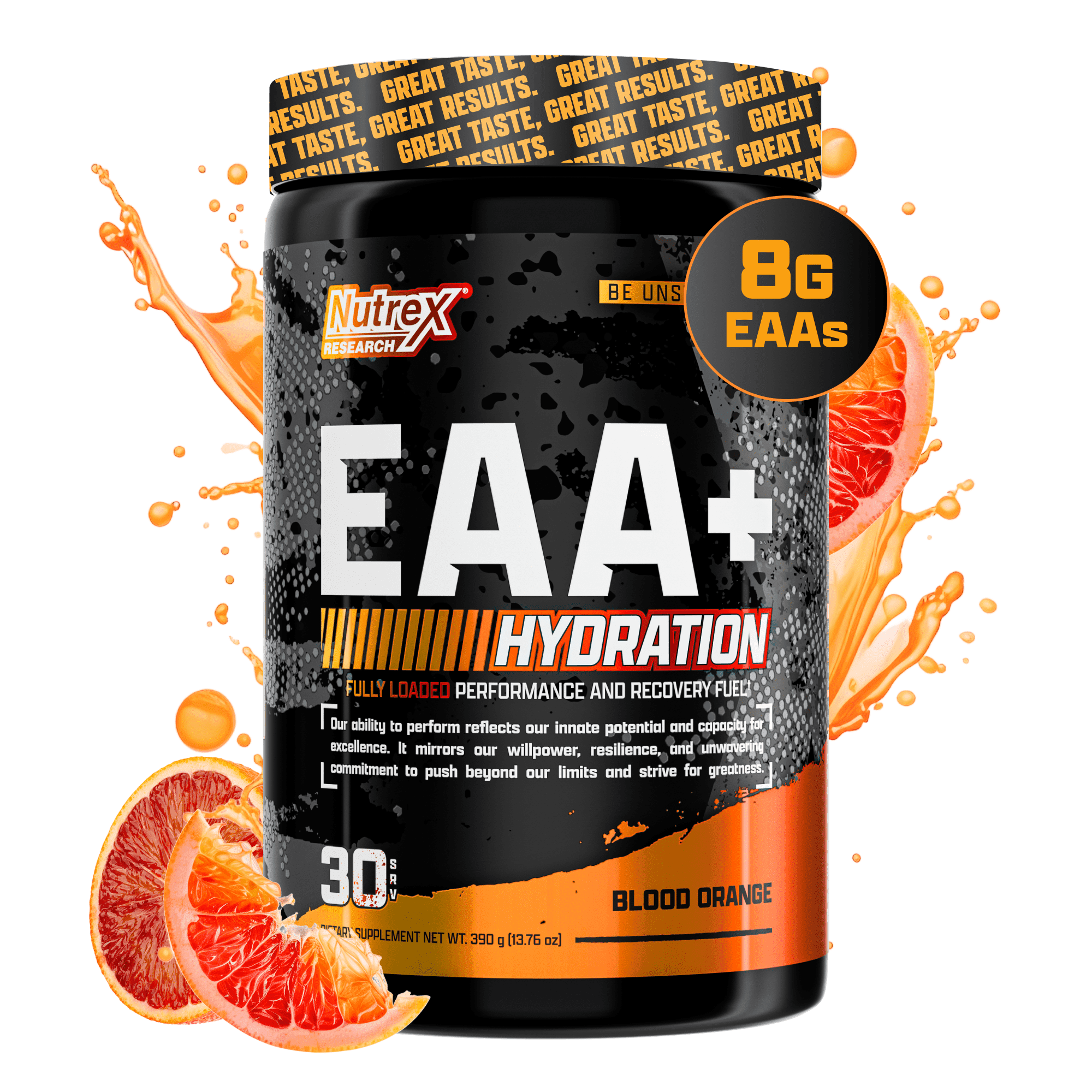 Nutrex Research EAA Hydration | EAAs + BCAA Powder | Muscle Recovery, Strength, Endurance | 8G Essential Amino Acids + Electrolytes | Blood Orange
