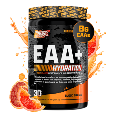 Nutrex Research EAA Hydration | EAAs   BCAA Powder | Muscle Recovery, Strength, Endurance | 8G Essential Amino Acids   Electrolytes | Blood Orange