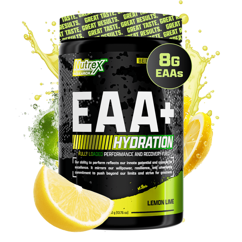 Nutrex Research EAA Hydration | EAAs + BCAA Powder | Muscle Recovery, Strength, Endurance | 8G Essential Amino Acids + Electrolytes | Lemon Lime