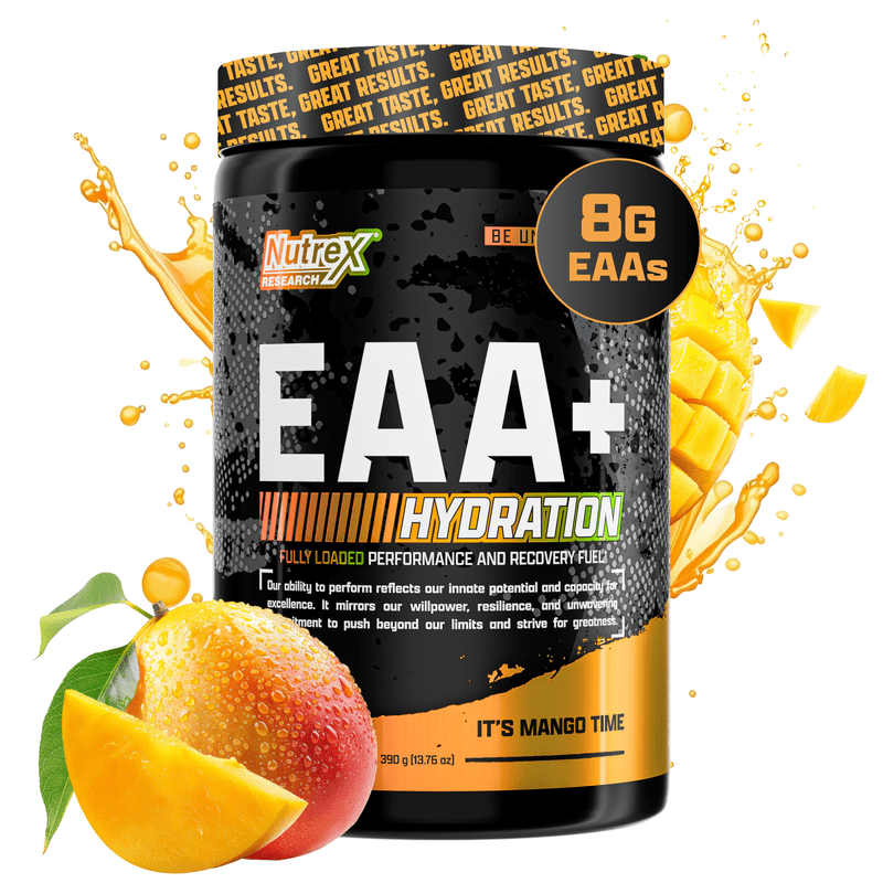 Nutrex Research EAA Hydration | EAAs + BCAA Powder | Muscle Recovery, Strength, Endurance | 8G Essential Amino Acids + Electrolytes | Mango Time