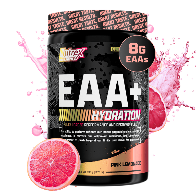 Nutrex Research EAA Hydration | EAAs + BCAA Powder | Muscle Recovery, Strength, Endurance | 8G Essential Amino Acids + Electrolytes | Pink Lemonade