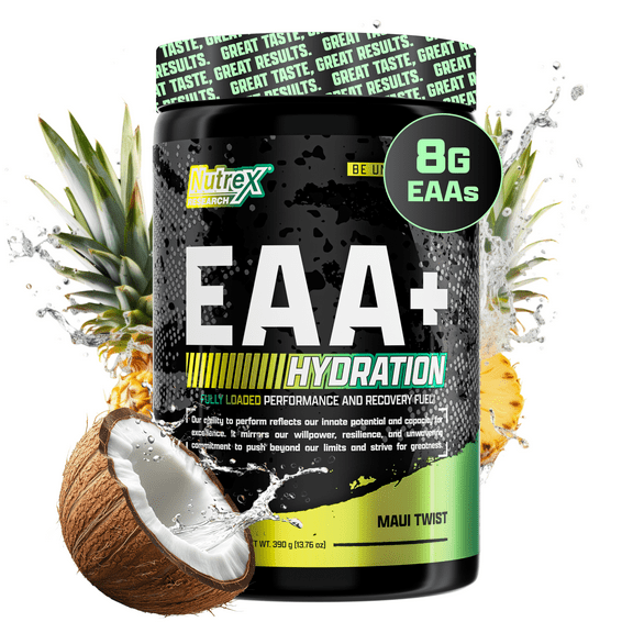 Nutrex Research EAA Hydration Post Workout Recovery Maui Twist | EAAs + BCAA Powder | 8G Essential Amino Acids + Electrolytes | Maui Twist Flavor 30 Serving