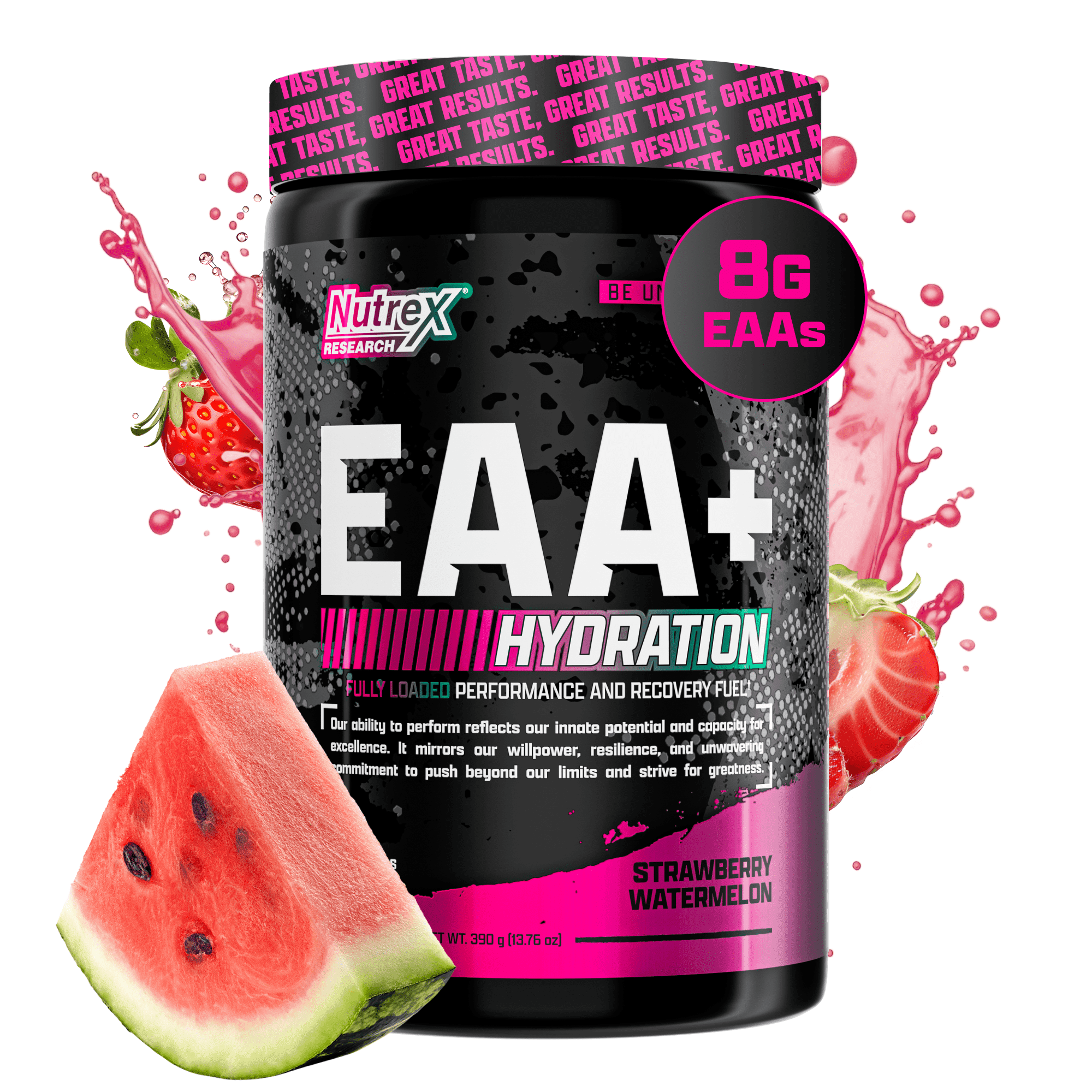 Nutrex Research EAA Hydration | EAAs + BCAA Powder | Muscle Recovery, Strength, Endurance | 8G Essential Amino Acids + Electrolytes | Strawberry Watermelon 30 Serving