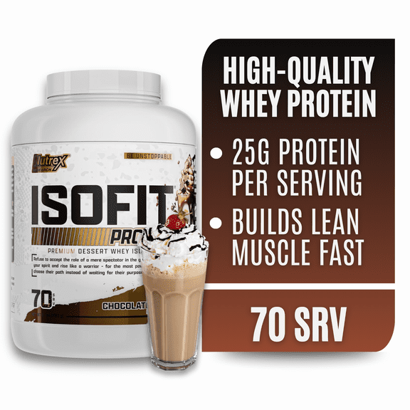Nutrex Research IsoFit Chocolate Shake 100% Whey Protein Isolate Powder for Lean Muscle, Recovery & Strength Support 70 Servings