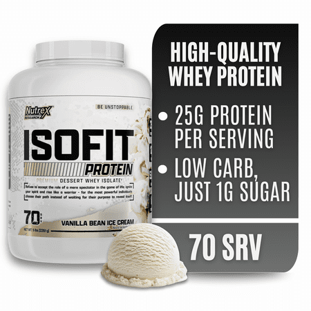 Nutrex Research IsoFit Vanilla Bean Ice Cream – 100% Whey Protein Isolate Powder for Lean Muscle, Recovery & Strength Support 70 Servings