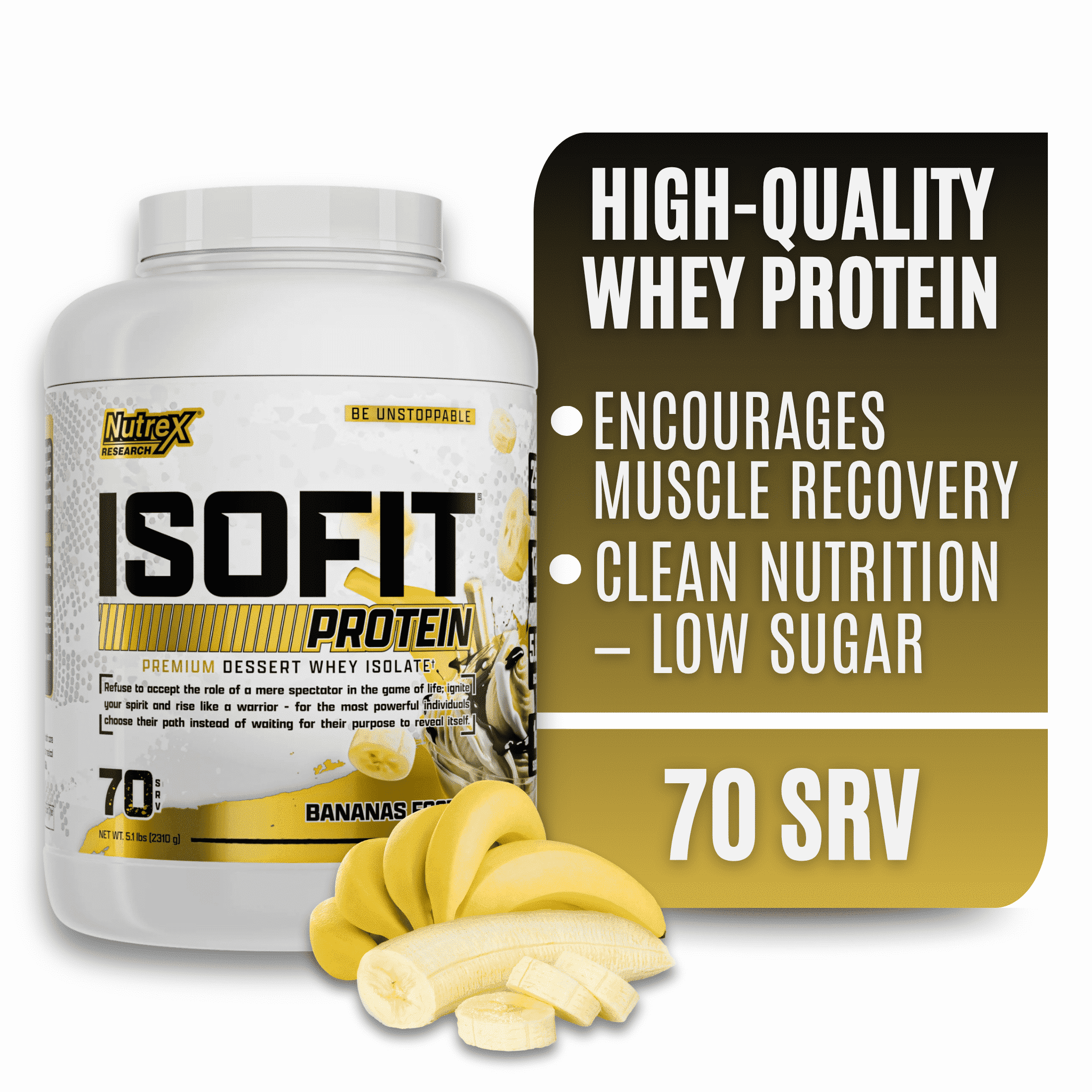 Nutrex IsoFit Banana Foster – 100% Whey Protein Isolate Powder for Lean Muscle, Recovery & Strength Support 70 Servings