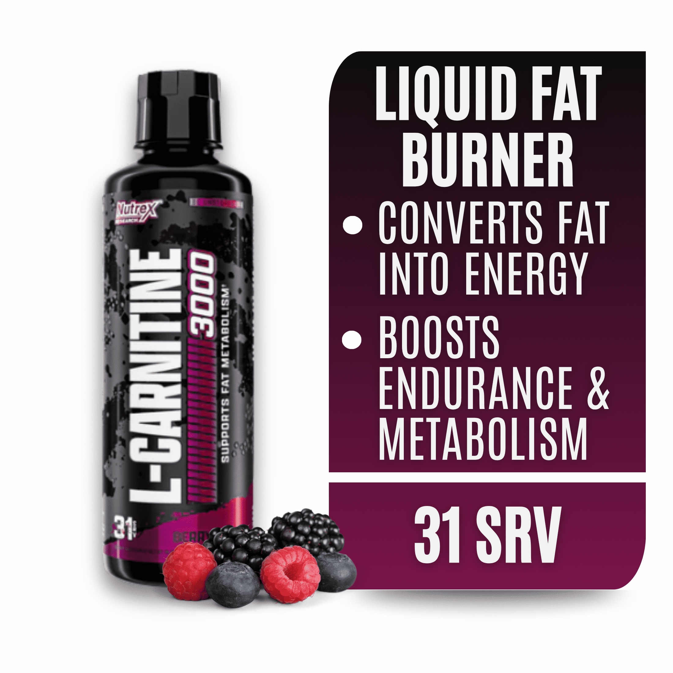 Nutrex Research L-Carnitine 3000 | Premium L Carnitine Liquid Shots |  Stimulant Free Workout Drink | Transforms Fat Into Energy and Supports  Muscle Recovery For Men and Women | 31 Serv (Berry Blast)