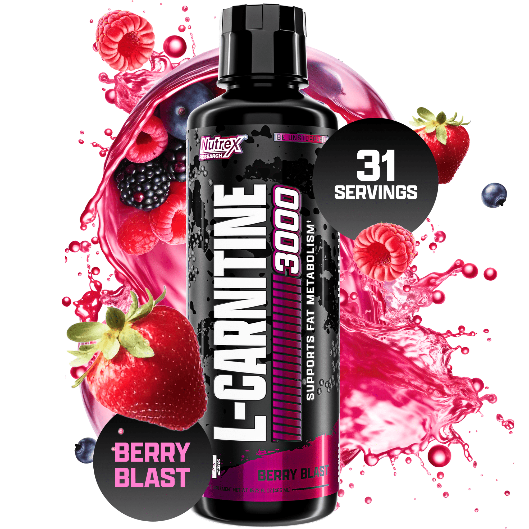 Nutrex Research L-Carnitine 3000 | Premium L Carnitine Liquid Shots | Stimulant Free Workout Drink | Transforms Fat Into Energy and Supports Muscle Recovery For Men and Women | 31 Serv (Berry Blast)