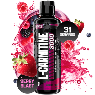 Nutrex Research L-Carnitine 3000 | Premium L Carnitine Liquid Shots | Stimulant Free Workout Drink | Transforms Fat Into Energy and Supports Muscle Recovery For Men and Women | 31 Serv (Berry Blast)