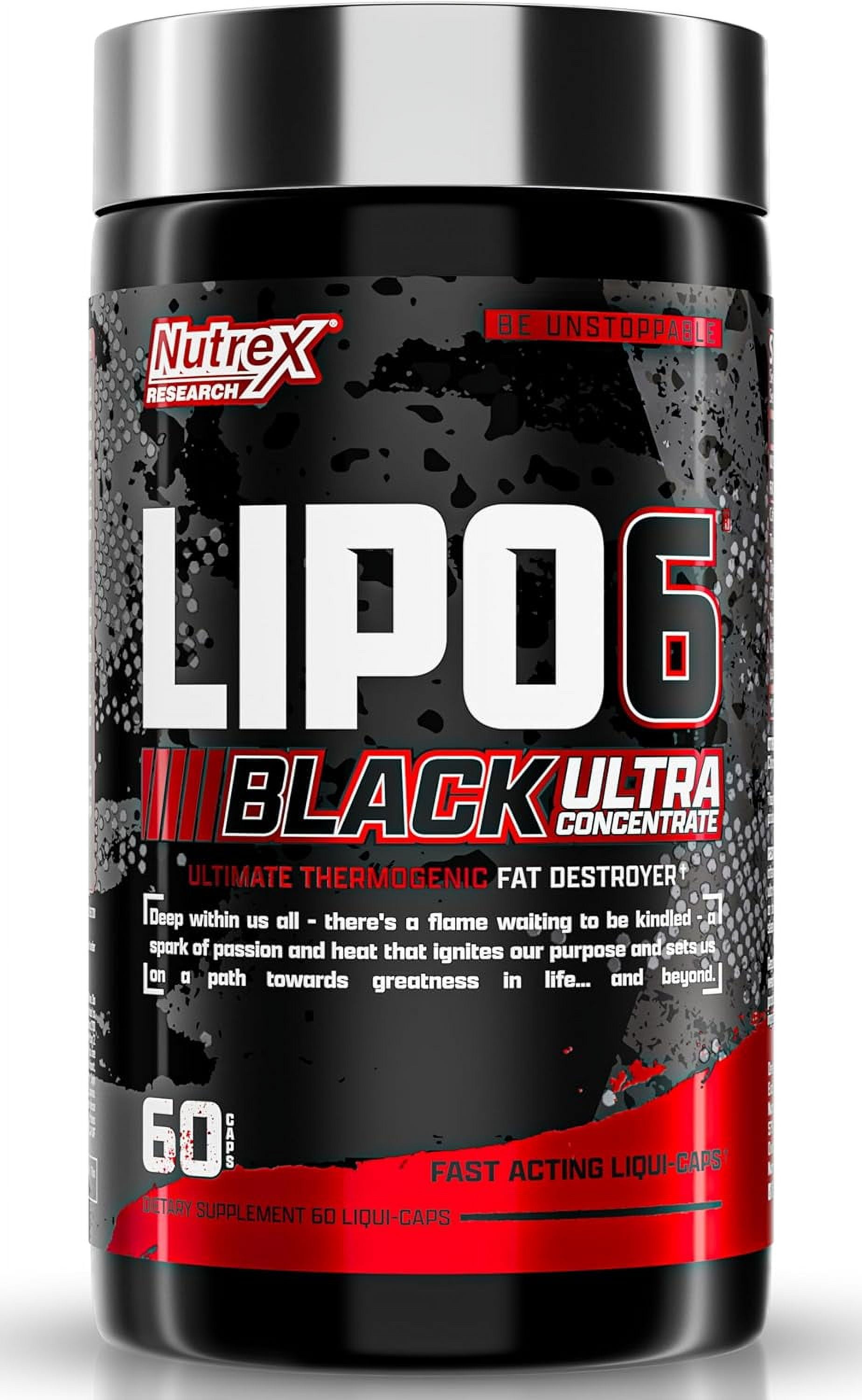 Nutrex Research Lipo 6 Black Ultra Concentrate Supplement For Weight Loss Fat Burner for Men & Women,  60 Count