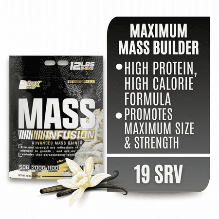 Nutrex Research Mass Infusion Vanilla High Calorie Mass Gainer Protein Powder 12 lb