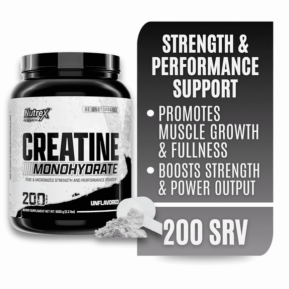 Nutrex Research Micronized Creatine Monohydrate Powder - 200 Servings (1KG)