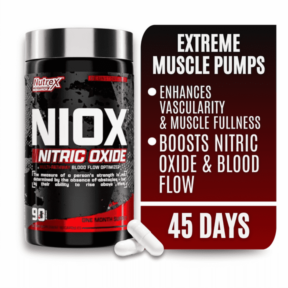 Nutrex Research NIOX Pre Workout Nitric Oxide Muscle and Blood Support 90 Capsules
