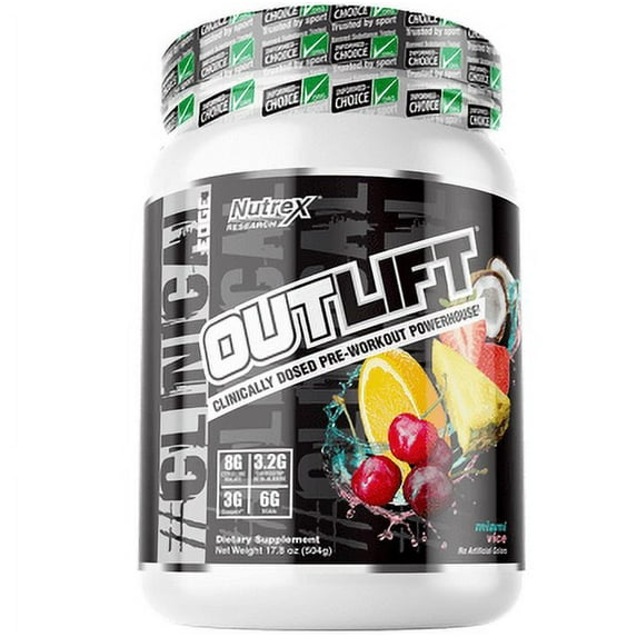 Nutrex Research Outlift Clinically Dosed Pre-Workout Powerhouse Miami Vice, 20 Servings