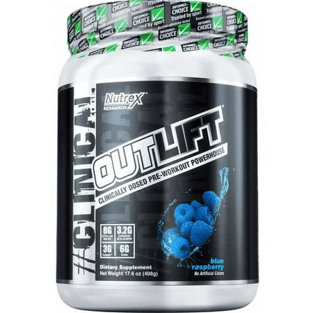 Nutrex Research Outlift Pre-Workout Powder, Blue Raspberry, 20 Servings