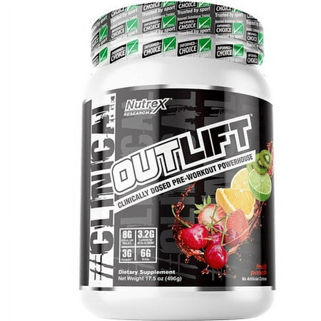 Nutrex Research Outlift Pre-Workout Powder, Powerhouse Fruit Punch, 20 Servings