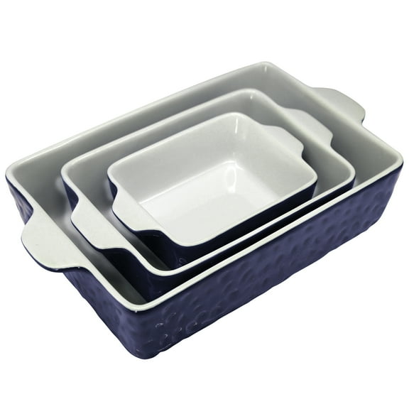 Nutri Chef 3-Piece Nonstick Ceramic Bakeware PFOA PFOS PTFE Tray Set W/Odor-Free Ceramic