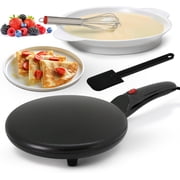 Nutri Chef Electric Plug in Countertop Crepe Maker and Griddle Hot Plate, Black