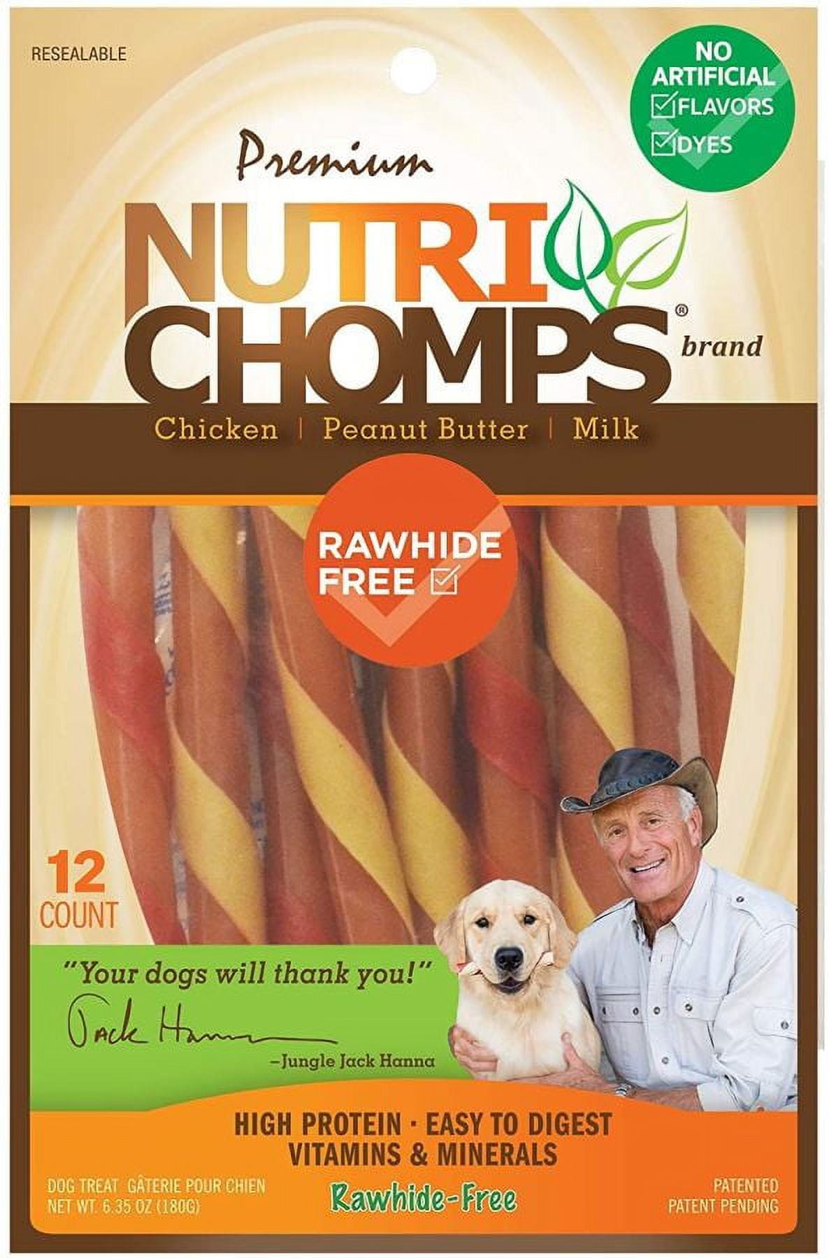 Nutri Chomps Mini Twist Dog Treat Peanut Assorted Flavors [Dog, Treats Packaged] 12 count