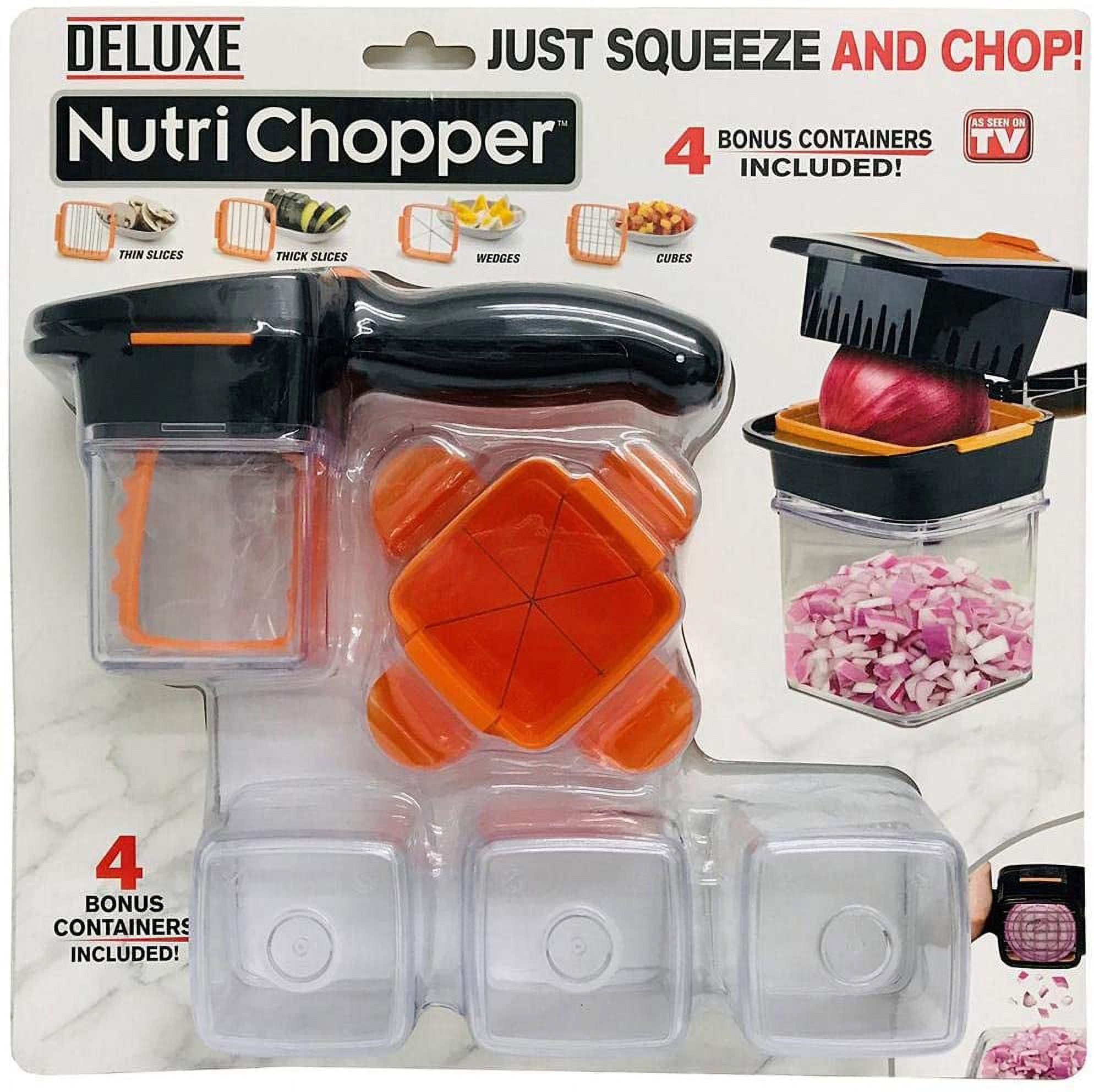 Nutrichopper Deluxe Vegetable Chopper with 30% Larger Fresh-keeping Storage  Containers Onion Chopper Egg Slicer Multi-purpose Food Chopper with  Stainless Steel Blade Veggie Chopper, As Seen On TV 