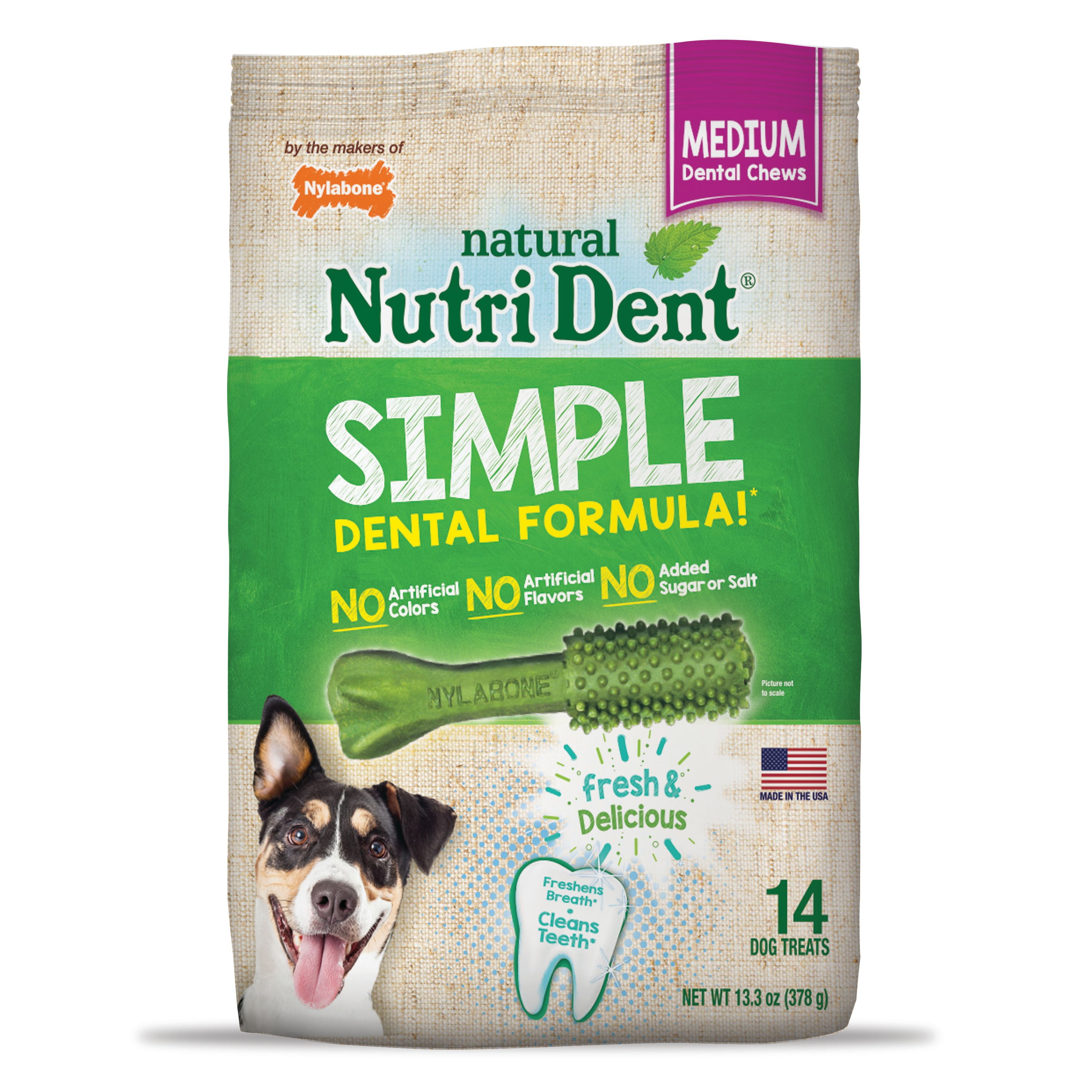 Nutri Dent Simple Dental Formula Dog Chew Treats, Medium, 14 Count