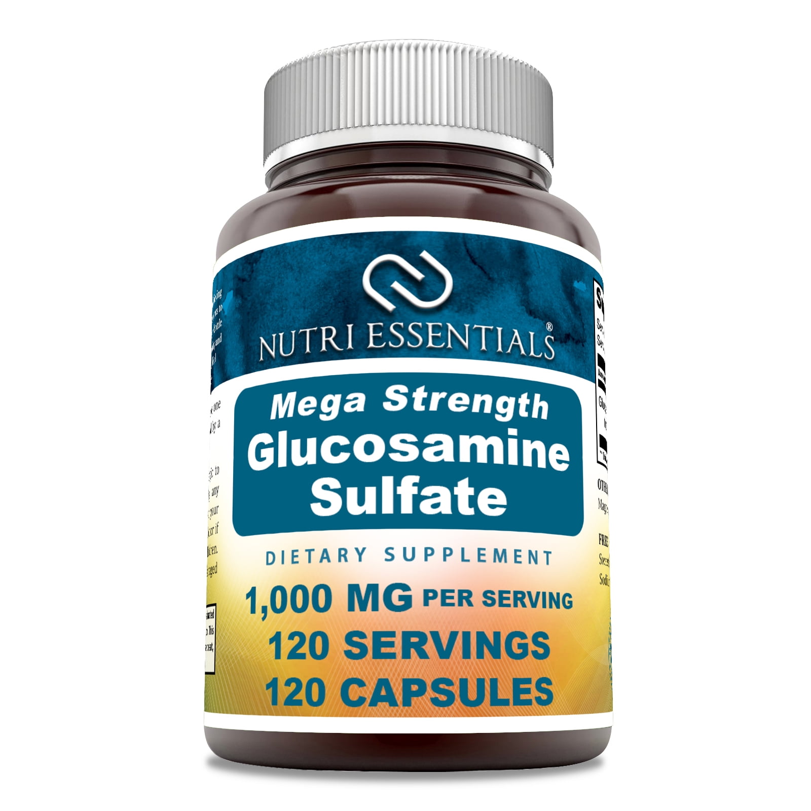 Nutri Essentials Mega Strength Glucosamine Sulfate 1000mg Per Serving 120 Capsules Supplement | Non-GMO | Gluten Free | Made in USA