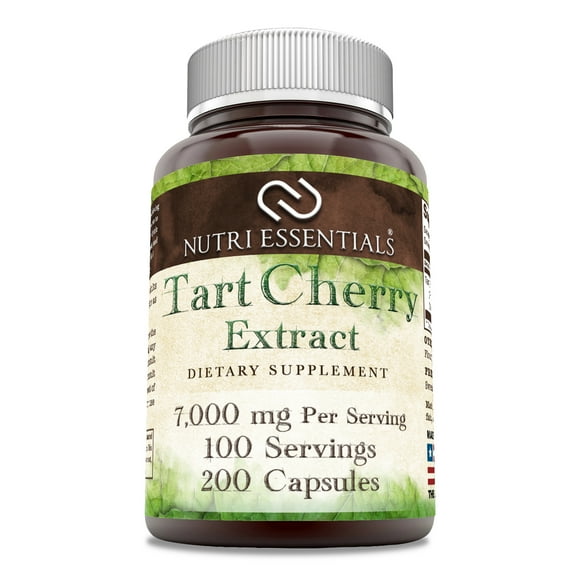 Nutri Essentials Tart Cherry Extract 7000mg Per Serving Capsules Supplement | Non-GMO | Gluten Free | Made in USA