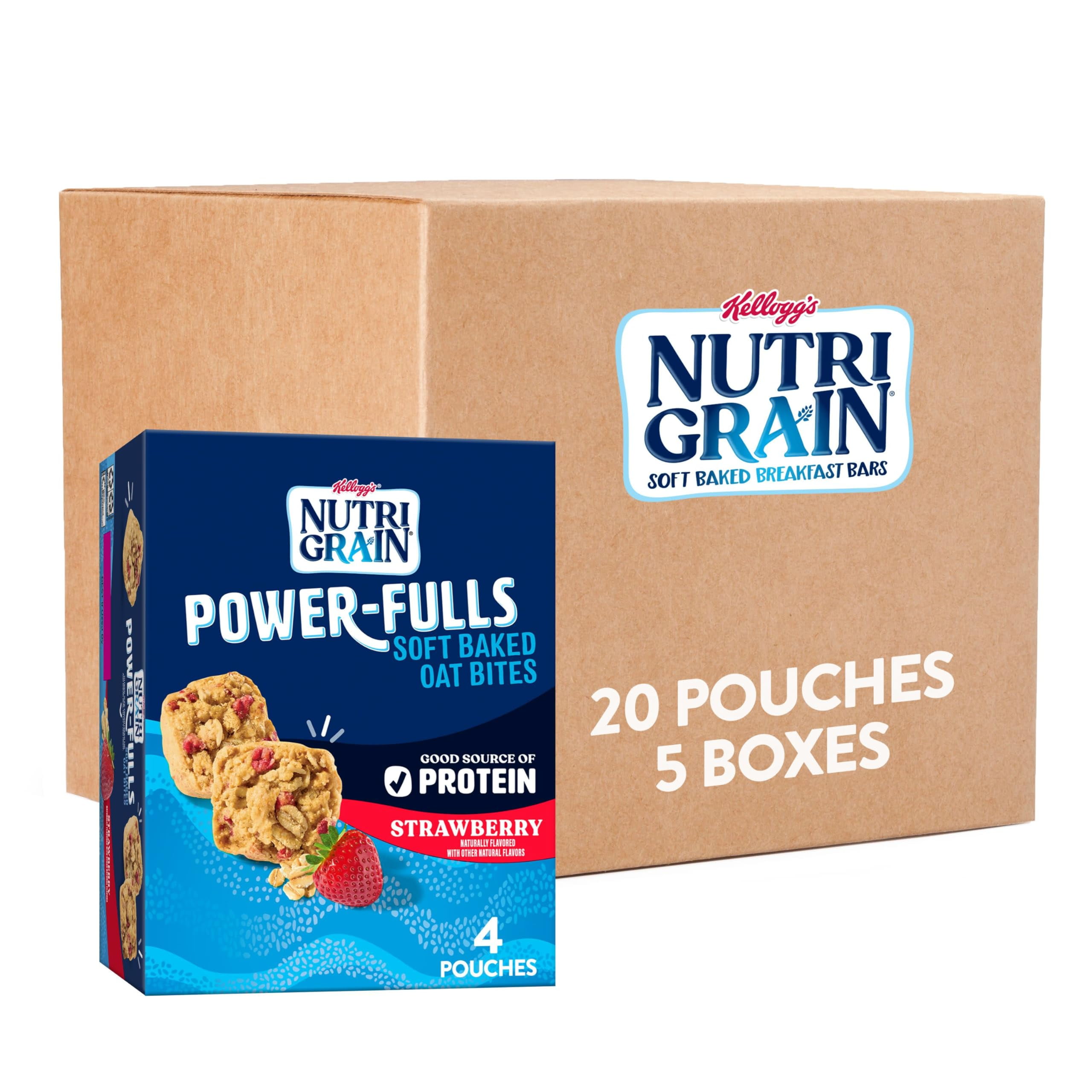 NutriGrain PowerFulls Soft Baked YPF5 Oat Bites, Protein Snacks, Whole Grain, Strawberry (5