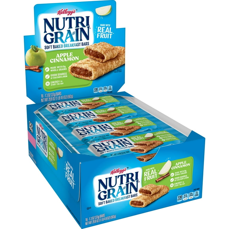 Nutri-Grain Soft Baked Breakfast Bars, Apple-Cinnamon, Indv Wrapped 1.3 oz Bar, 16/Box Nutri-Grain Soft Baked Breakfast Bars, Apple-Cinnamon, Indv Wrapped 1.3 oz Bar, 16/Box