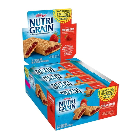 Nutri-Grain, Soft Baked Breakfast Bars, Strawberry, Made with Whole Grain, Bulk Size, Count (Pack of 3, 20.8 oz)