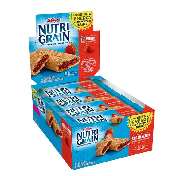 Nutri-Grain, Soft Baked Breakfast Bars, Strawberry, Made with Whole Grain, Bulk Size, Count (Pack of 3, 20.8 oz)