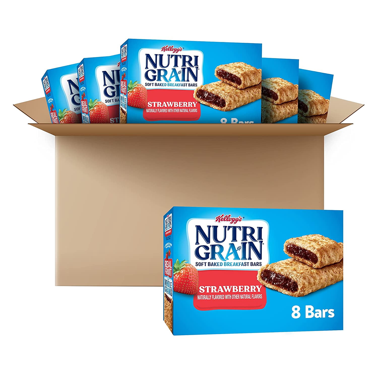 Nutri-Grain Soft Baked Breakfast Bars, Strawberry, Real Fruit, Whole Grain Snack, 1.3 oz Bars (48 Bars)
