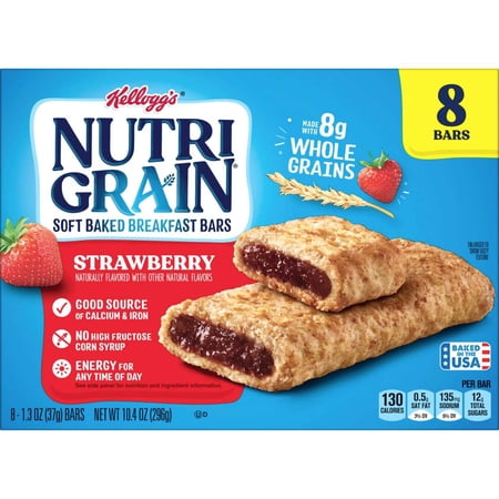Kellogg's Nutri-Grain Strawberry Soft Baked Breakfast Bars, 10.4 oz - 8 Count