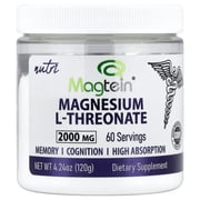 Nutri Magtein Magnesium L-Threonate 2000 mg Unflavored Powder - 120 g Tub