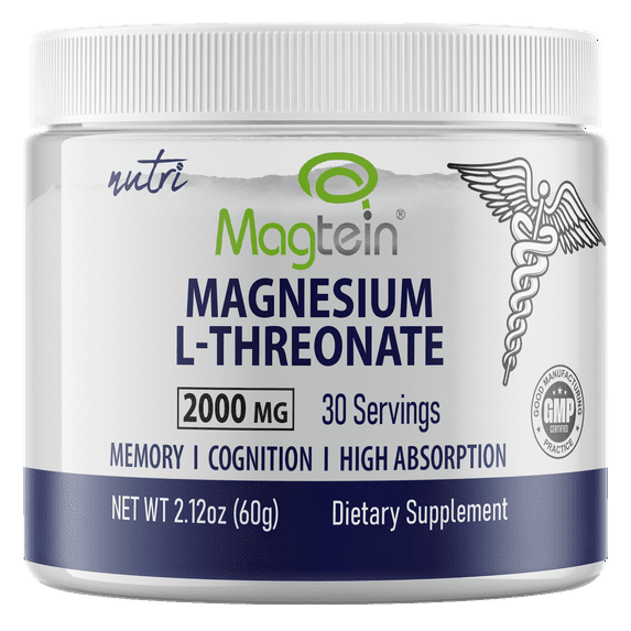 Nutri Magtein Magnesium L-Threonate 2000 mg Unflavored Powder - 60 g Tub