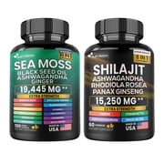 Nutri Nation Dynamic Vitality Bundle, Sea Moss 16-in-1 and Shilajit 8-in-1 Capsules, 2 Bottle Superfood Kit, Energy & Immune Support