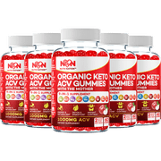 Nutri Nation Keto ACV Gummies 1,000 mg Apple Cider Vinegar with The Mother, B6, B12 & BHB, 9-in-1, 300 Count 5 x 60, Apple Flavor