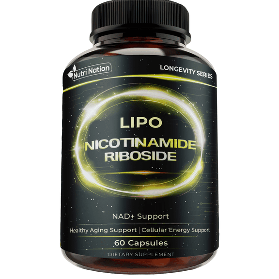 Nutri Nation Liposomal NR Supplement NAD+ Nicotinamide Riboside, Energy and General Wellness, 60 Count, 500mg, 30-Day Supply
