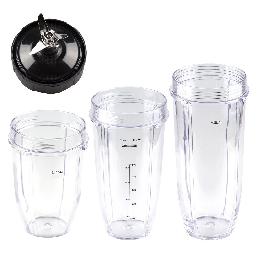  Weierken 24oz Cups Compatible with Nutri Ninja Auto IQ Series  Blender, Pro Replacement Parts with 2 Type Lids, 7 Fins Extractor Blade,  Compatible for BL450-30, BL456-30, BL481-30,BL487, NN100 etc : Home