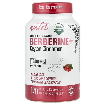 Nutri Organic Berberine+ Ceylon Cinnamon, 120 Organic Capsules