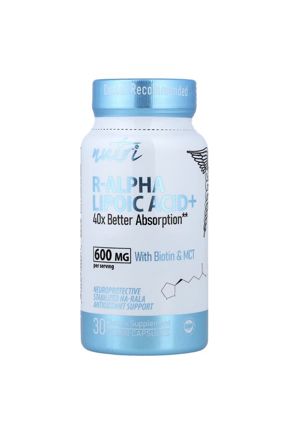 R Alpha Lipoic Acid 600mg Capsules with Biotin  Stabilized Active Form of ALA  30 Vegan Capsules