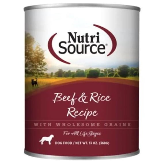Nutri Source 872740 12.3 oz Beef & Rice Canned Dog Food - Pack of 12