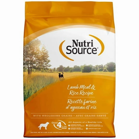 NutriSource with Wholesome Grains Lamb Meal & Rice Recipe Dog Food 12 lb