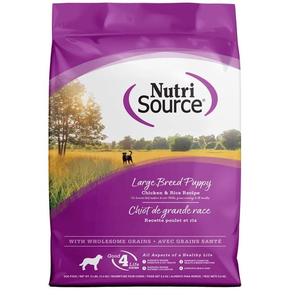 NutriSource Large Breed Puppy Chicken & Rice Recipe Dog Food 12 lb