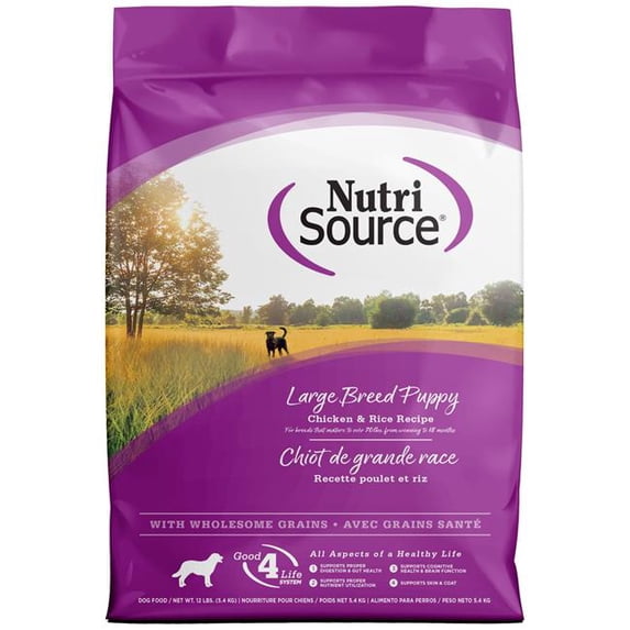 NutriSource Large Breed Puppy Chicken & Rice Recipe Dog Food 12 lb